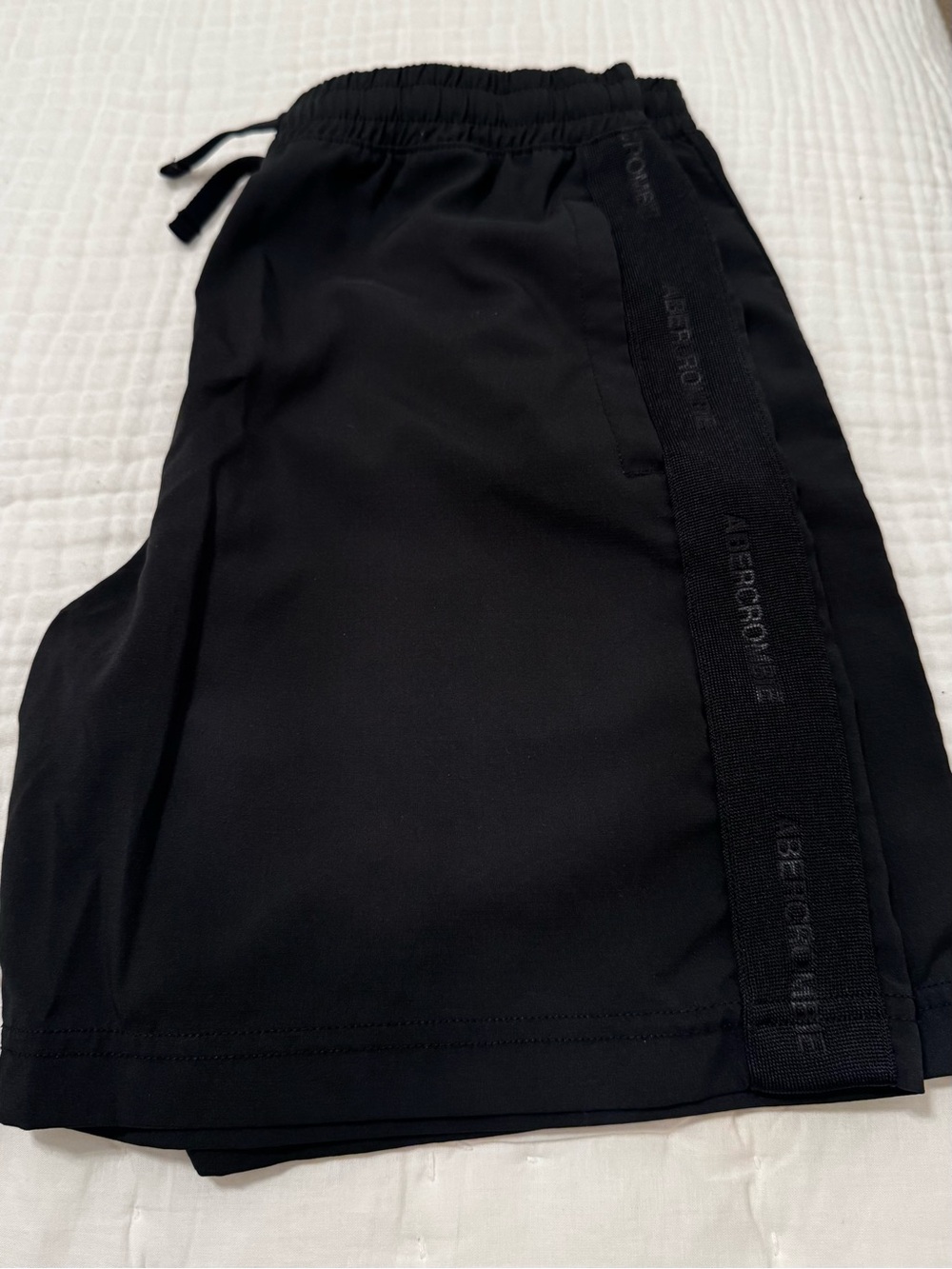 Abercrombie & Fitch Black Shorts with Logo Side Tape